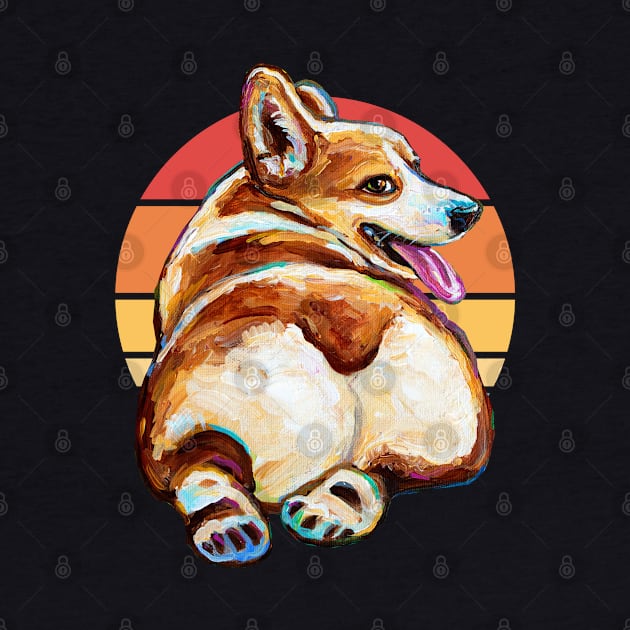 Retro Sunset Corgi Butt by Robert Phelps by RobertPhelpsArt